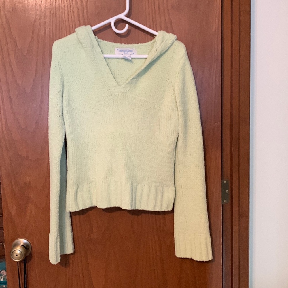Women’s Lime Green Hooded Sweater-Size L